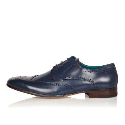 Navy leather brogues